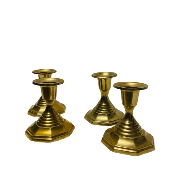 Vintage Brass Hexagon Candle Holders - Picture 7 of 7